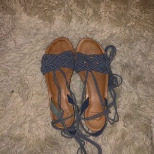 Gianni Bini strappy ankle wrap sandals.